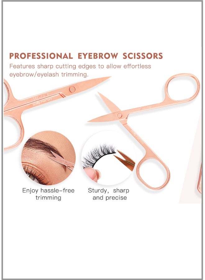 Stainless Steel Brow/Nose Hair Scissors with Type A Point Tips - 2.0mm Rose Gold Type A (Blister Card Packaging) - Image 2